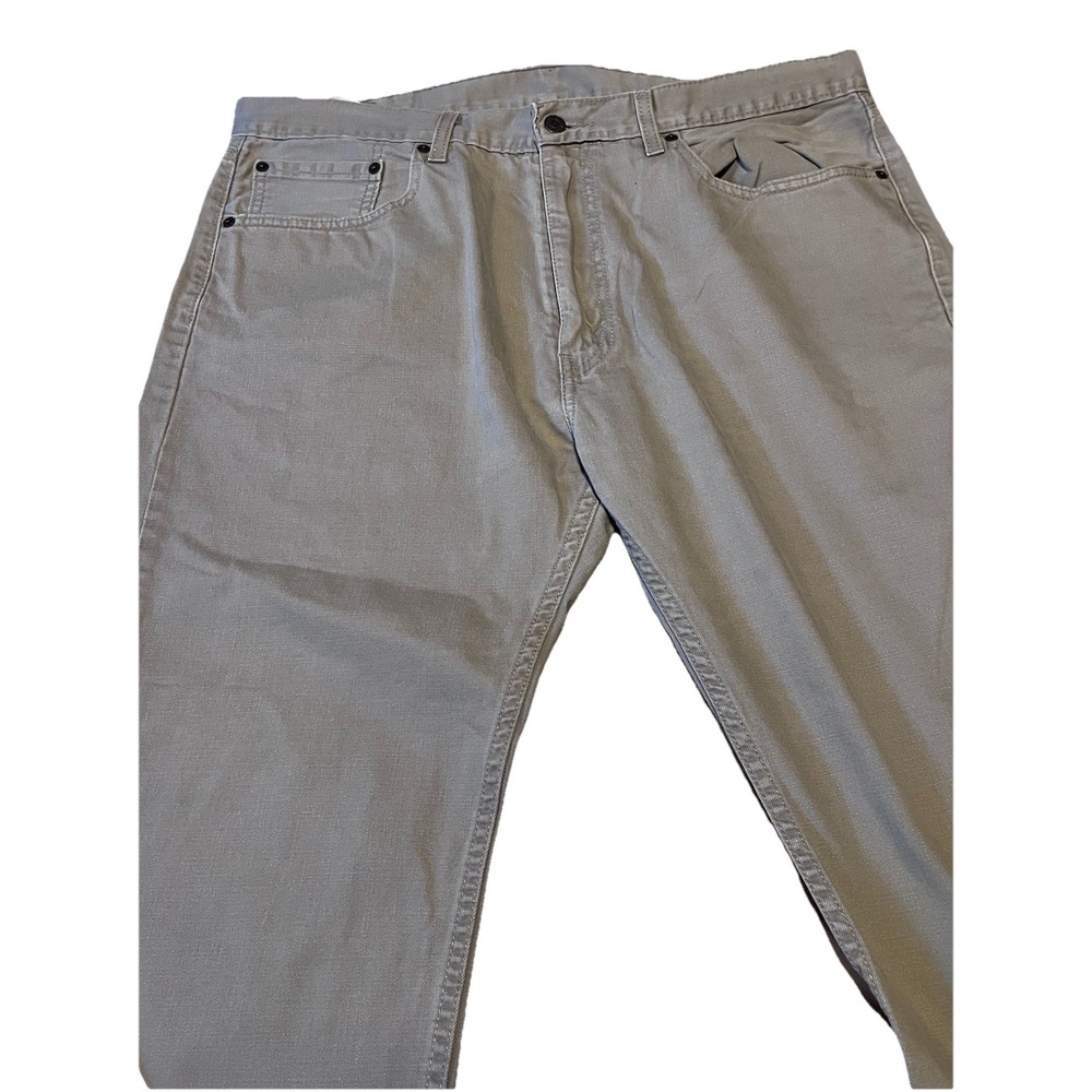 Levi's 505 Jeans Mens 38x32 Khaki Tan Stretch Straight Leg Regular Fit White Tab